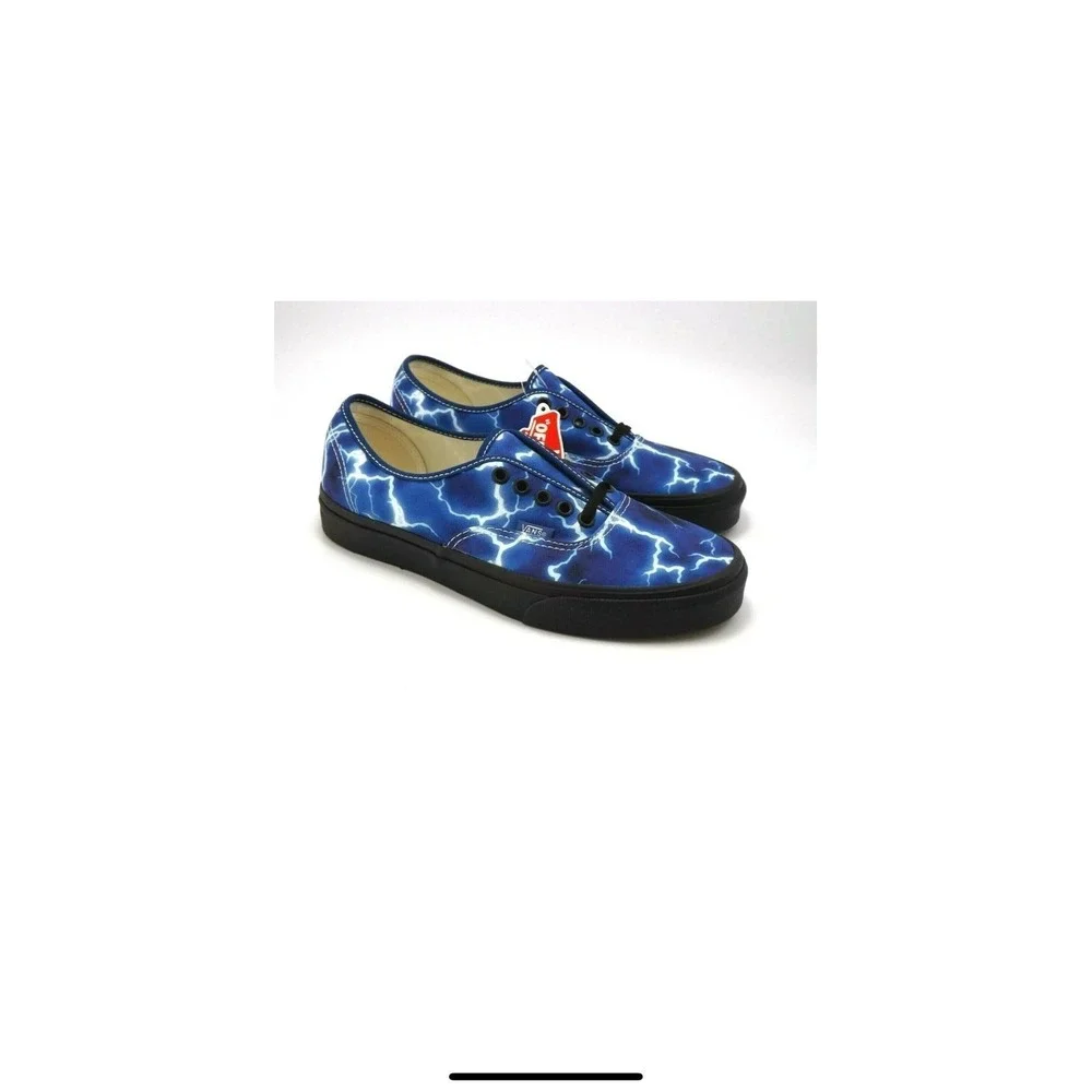 Vans Authentic Lightning Black/Blue VN0A5HZS9FT Skate Shoes‎ Size 7